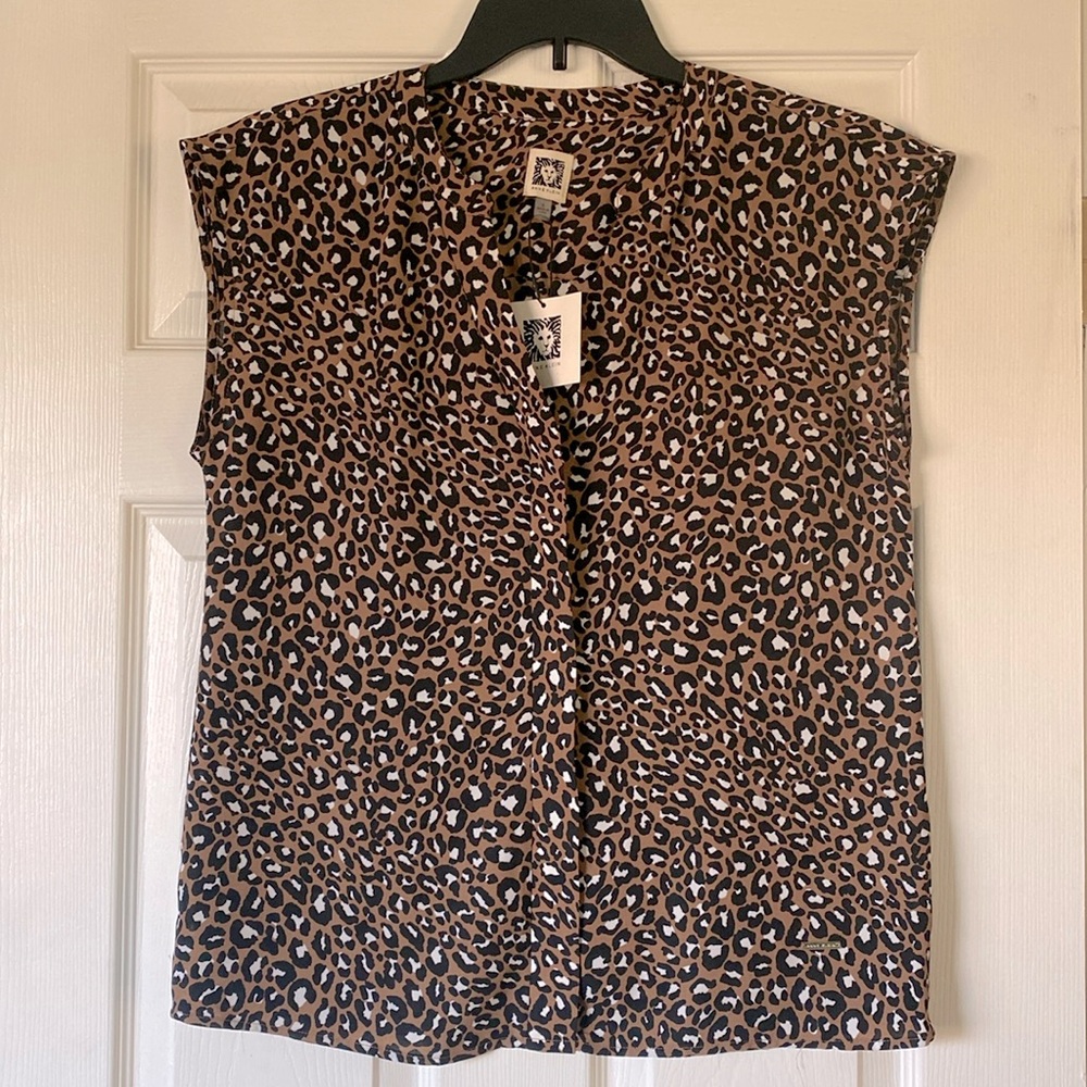 Anne Klein Cheetah Print Vicuna Top